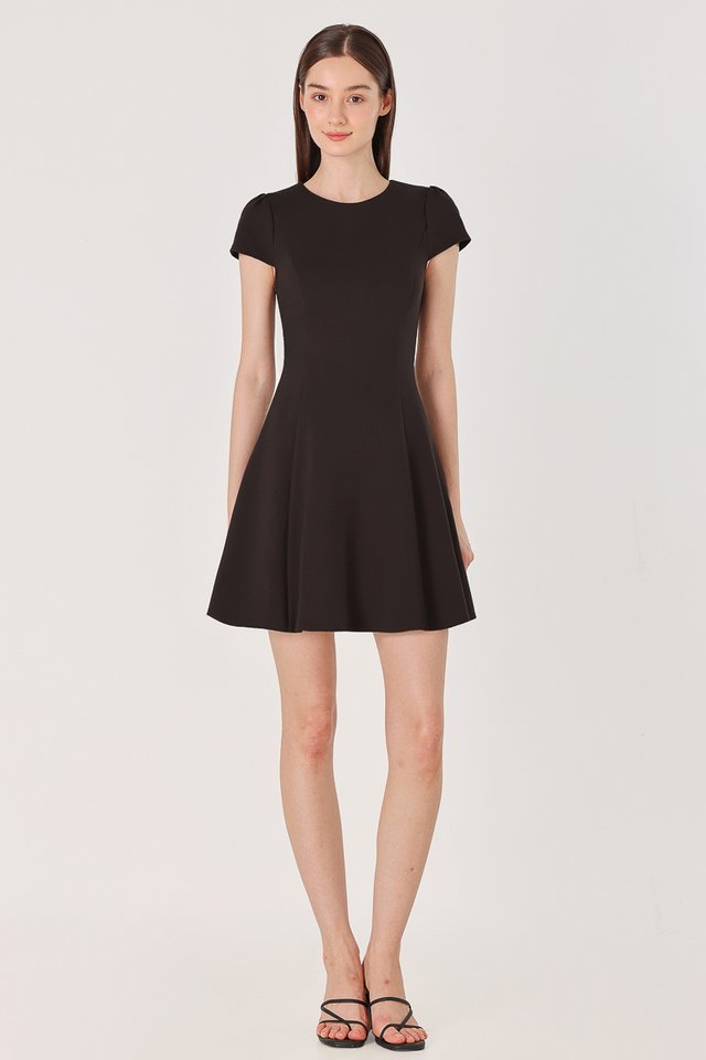 CYNTHIA PADDED CAP SLEEVE DRESS (ESPRESSO)