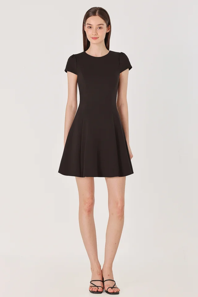 CYNTHIA PADDED CAP SLEEVE DRESS (ESPRESSO)