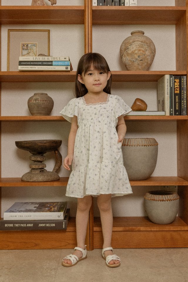 GRAYCE FLORAL TIE-BACK DROPWAIST DRESS - MINI GIRL