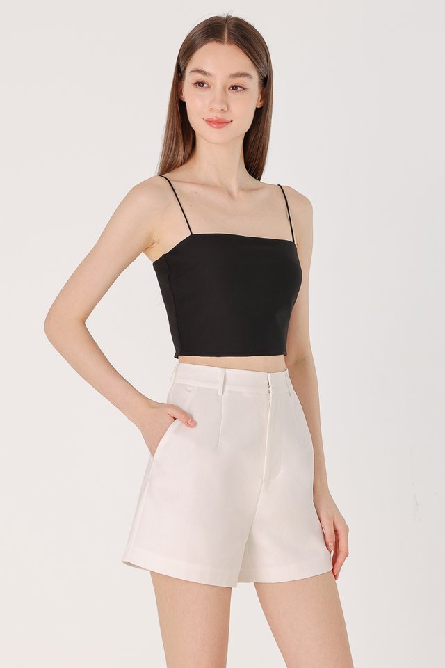 TABBIE LINEN BASIC SHORTS (WHITE)