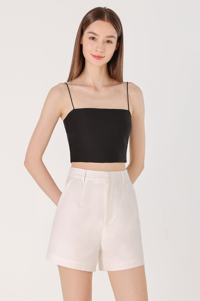 TABBIE LINEN BASIC SHORTS (WHITE)