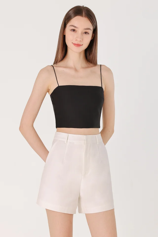 TABBIE LINEN BASIC SHORTS (WHITE)