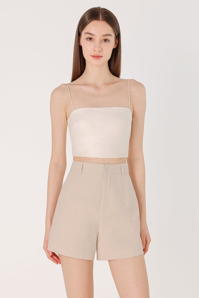 TABBIE LINEN BASIC SHORTS (NATURAL)