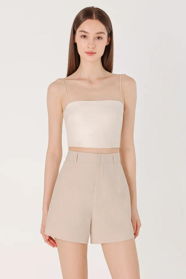 TABBIE LINEN BASIC SHORTS (NATURAL)