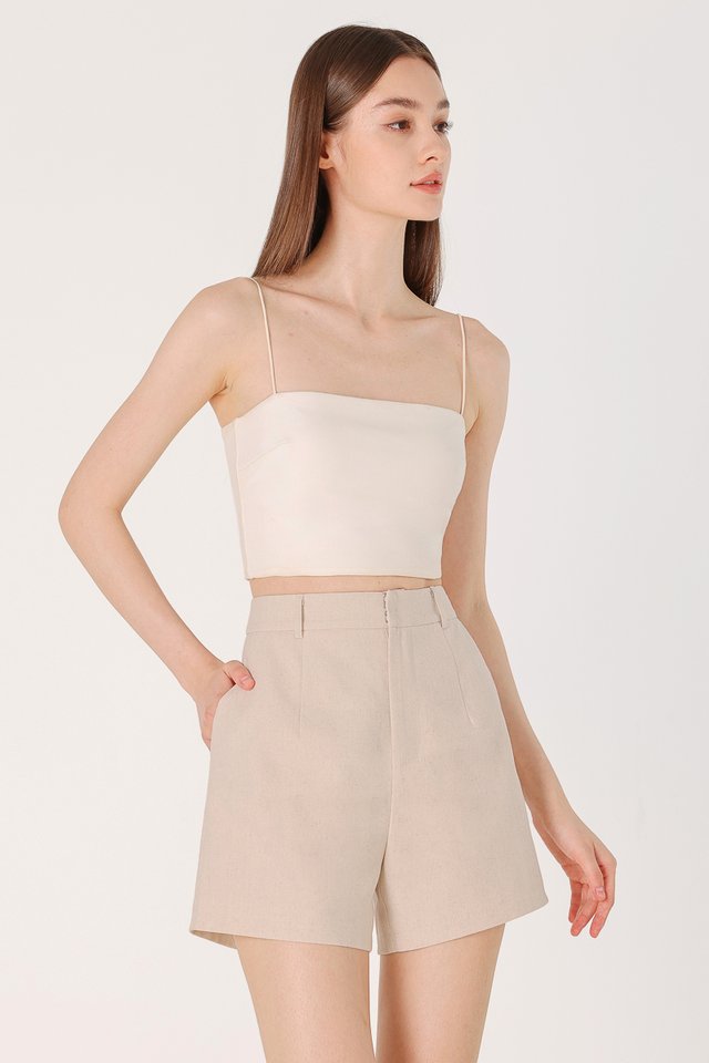 TABBIE LINEN BASIC SHORTS (NATURAL)