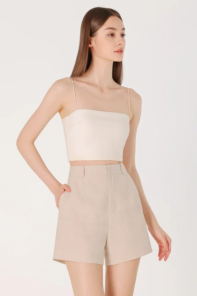 TABBIE LINEN BASIC SHORTS (NATURAL)