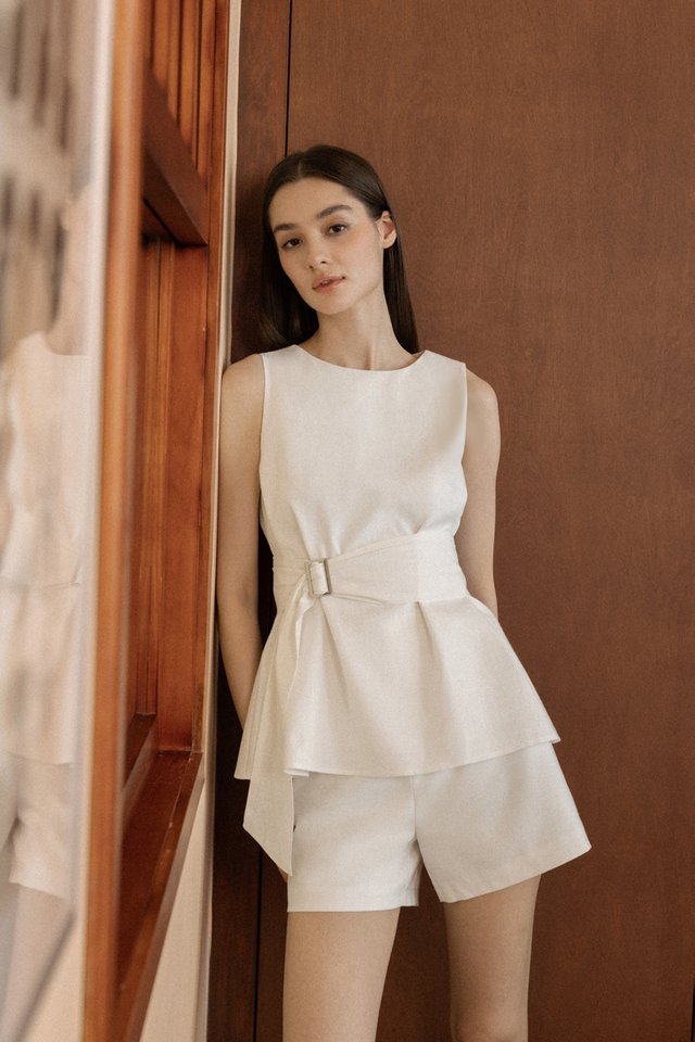 ABILENE LINEN BELTED TOP (WHITE)