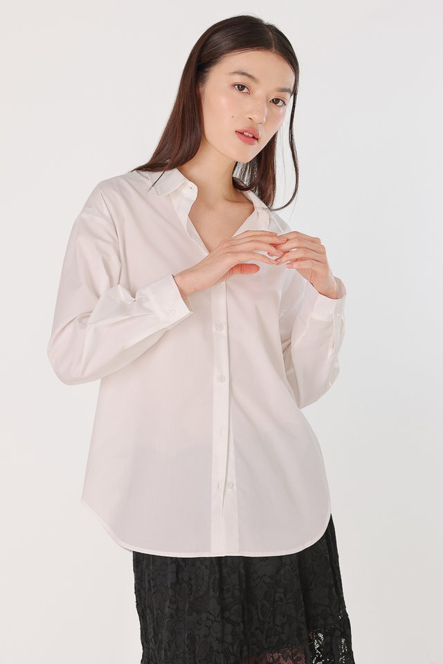 WYNSTON COTTON POPLIN BUTTON UP SHIRT (WHITE)