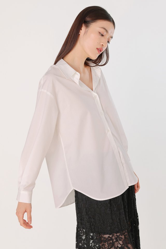 WYNSTON COTTON POPLIN BUTTON UP SHIRT (WHITE)