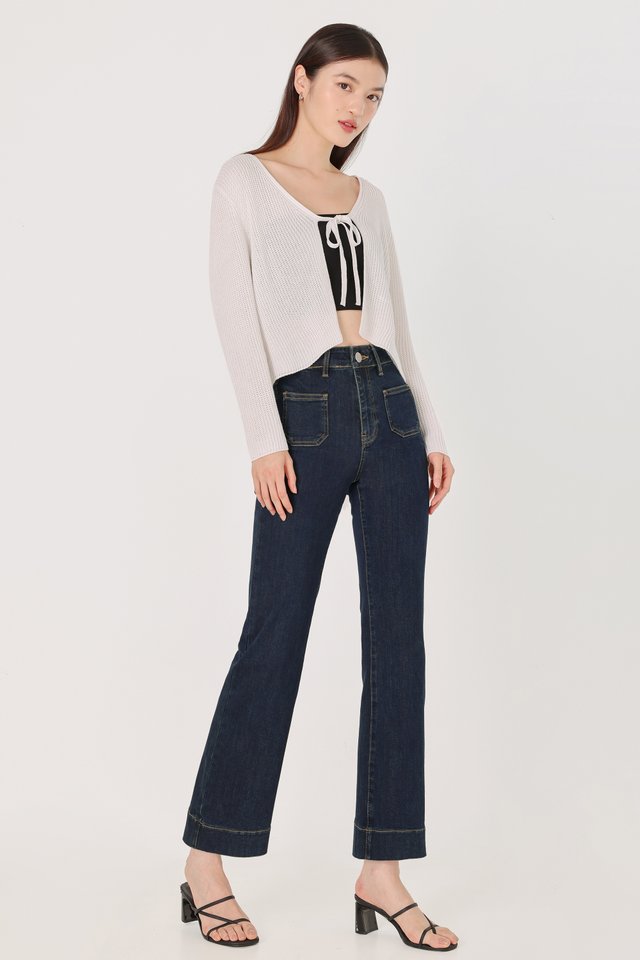 PARADISE DUAL POCKETS DENIM FLARE JEANS - REGULAR (DARK WASHED)