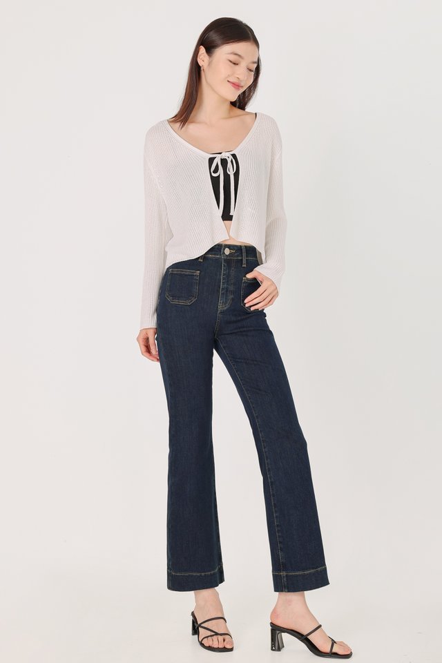 PARADISE DUAL POCKETS DENIM FLARE JEANS - REGULAR (DARK WASHED)