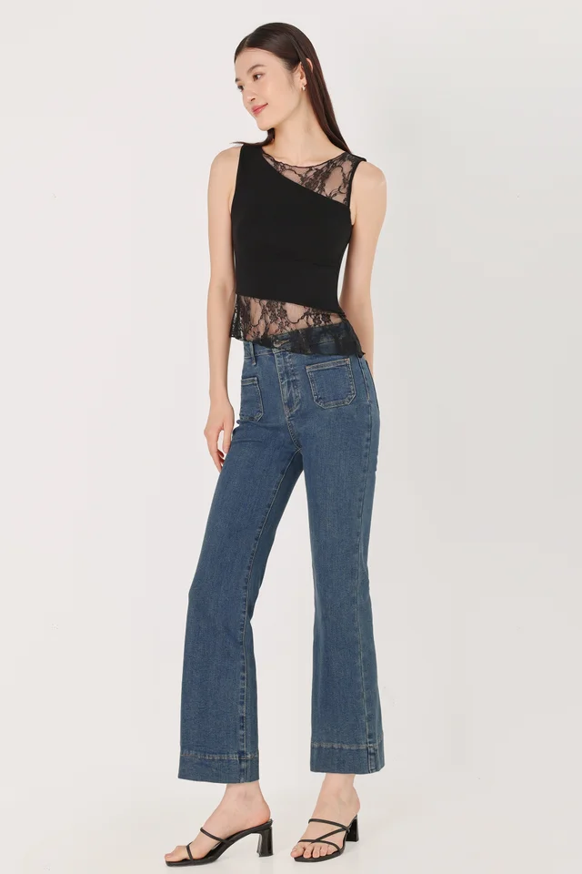 PARADISE DUAL POCKETS DENIM FLARE JEANS - REGULAR (LIGHT WASHED)