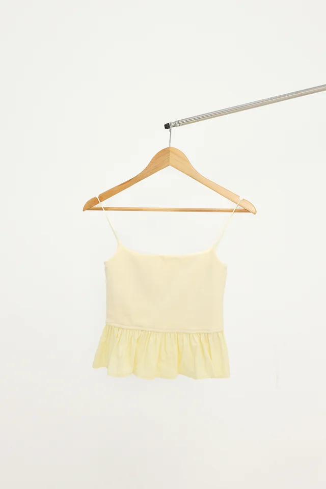 FANNIE REVERSIBLE PADDED CONTRAST PEPLUM TOP (YELLOW)
