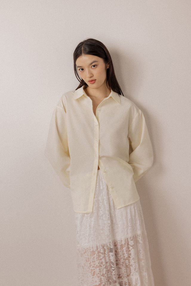 WYNSTON COTTON POPLIN BUTTON UP SHIRT (YELLOW)