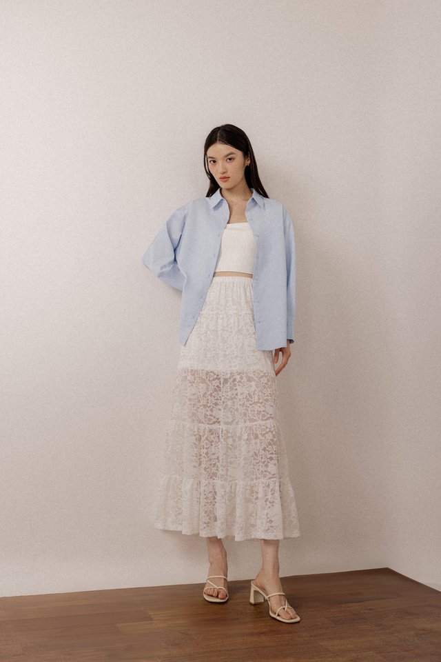 VIANNA LACE TIERED MAXI SKIRT - REGULAR (WHITE)