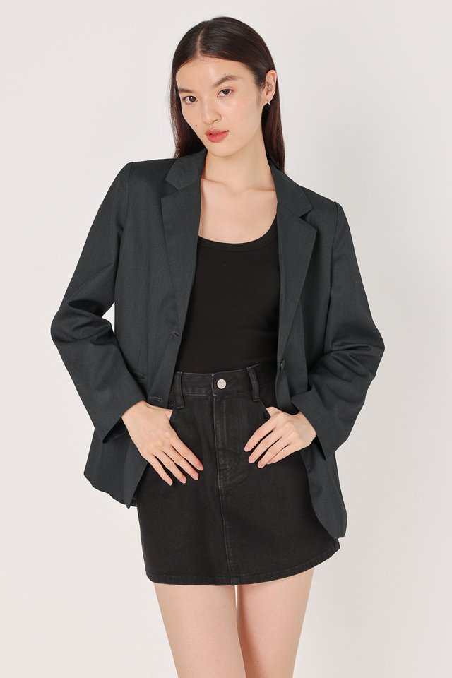 RYLAN PREMIUM PADDED SHOULDER OVERSIZED BOYFRIEND BLAZER (GREY)