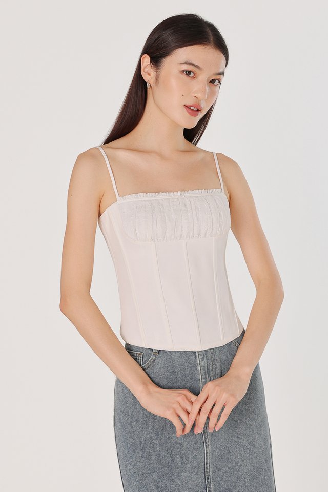 HARLYN PADDED BUSTIER CORSET RIBBON TOP (EYELET)