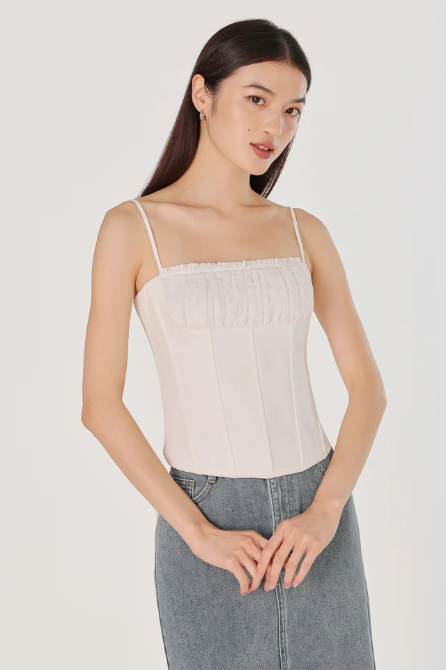 HARLYN PADDED BUSTIER CORSET RIBBON TOP (EYELET)