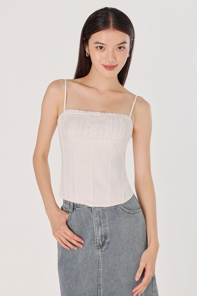 HARLYN PADDED BUSTIER CORSET RIBBON TOP (EYELET)