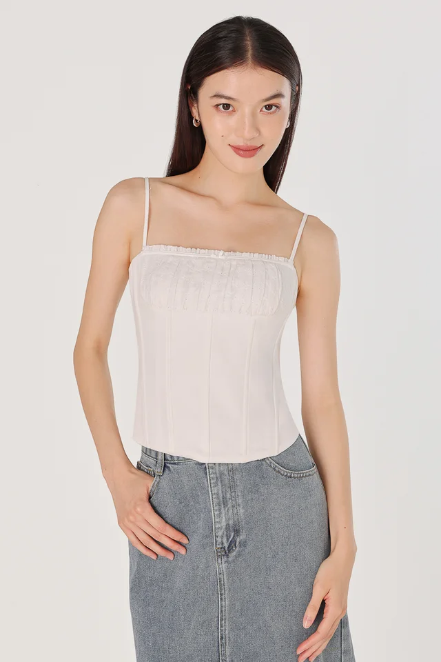 HARLYN PADDED BUSTIER CORSET RIBBON TOP (EYELET)