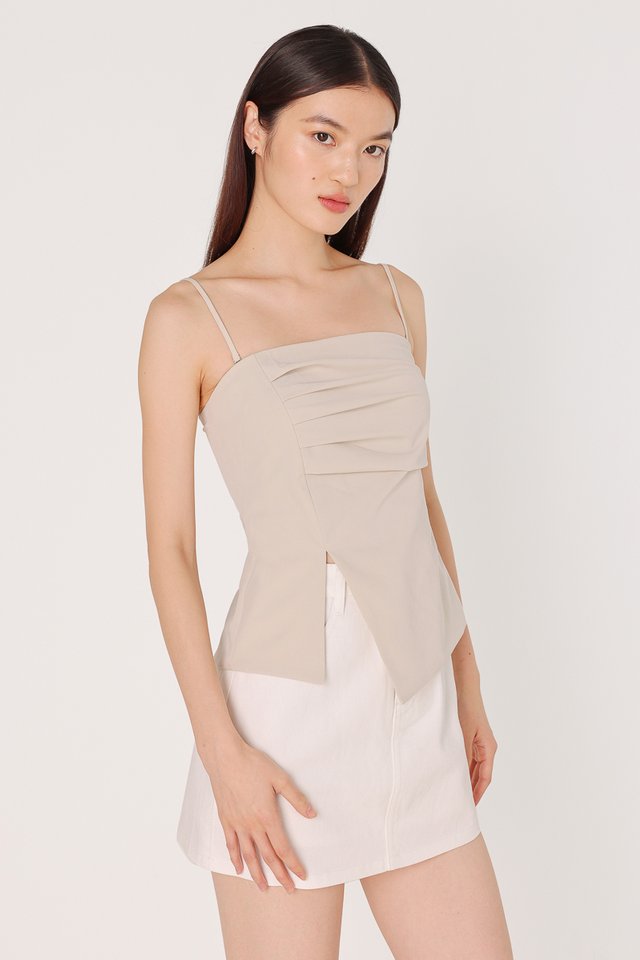 LALO PADDED ASYMMETRICAL RUCHED TWO-WAY TOP (OAT)