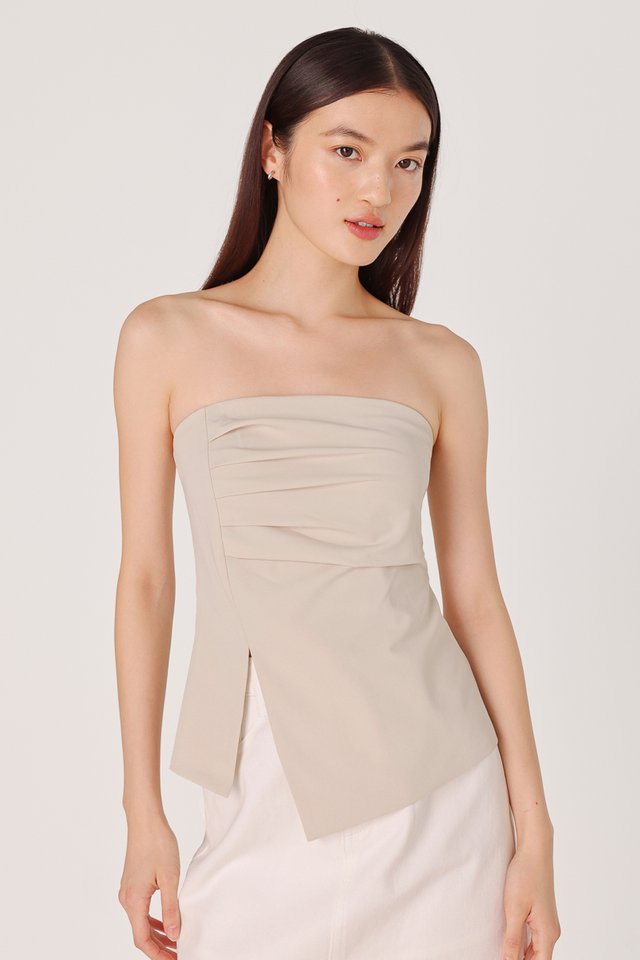 LALO PADDED ASYMMETRICAL RUCHED TWO-WAY TOP (OAT)