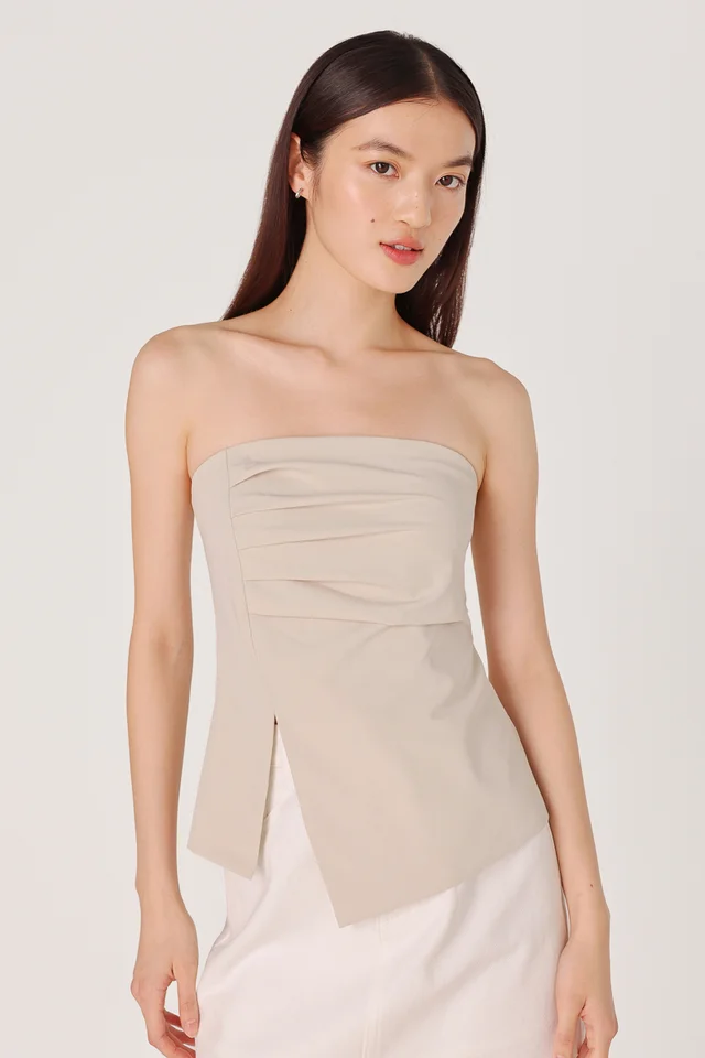 LALO PADDED ASYMMETRICAL RUCHED TWO-WAY TOP (OAT)