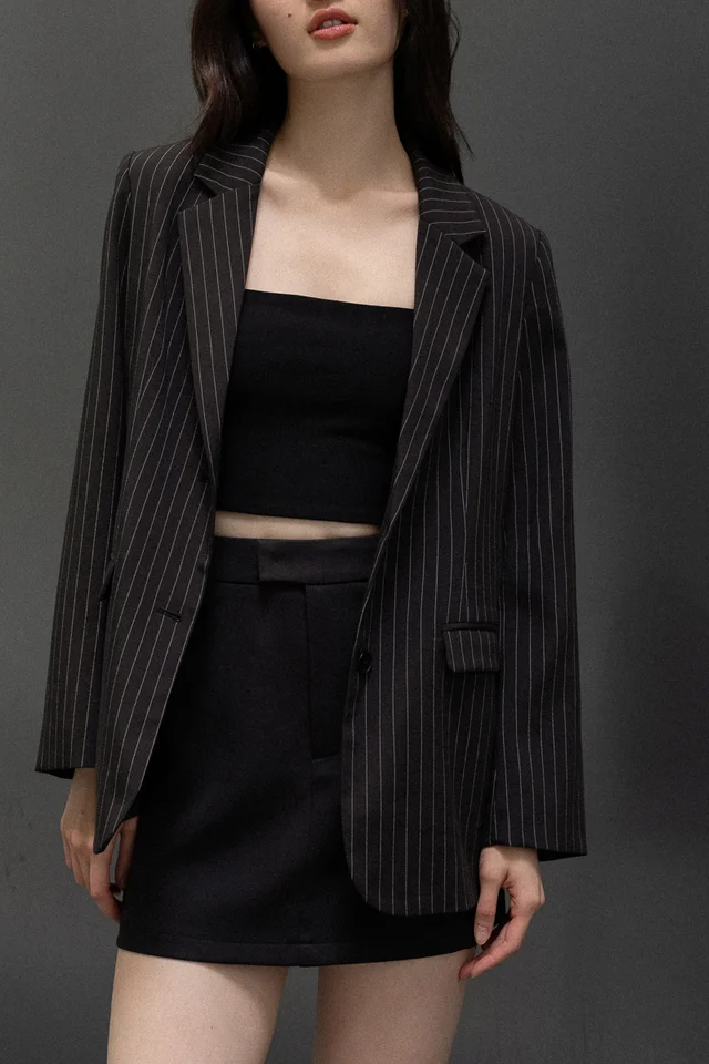 RYLAN PREMIUM PADDED SHOULDER OVERSIZED BOYFRIEND BLAZER (PINSTRIPED)
