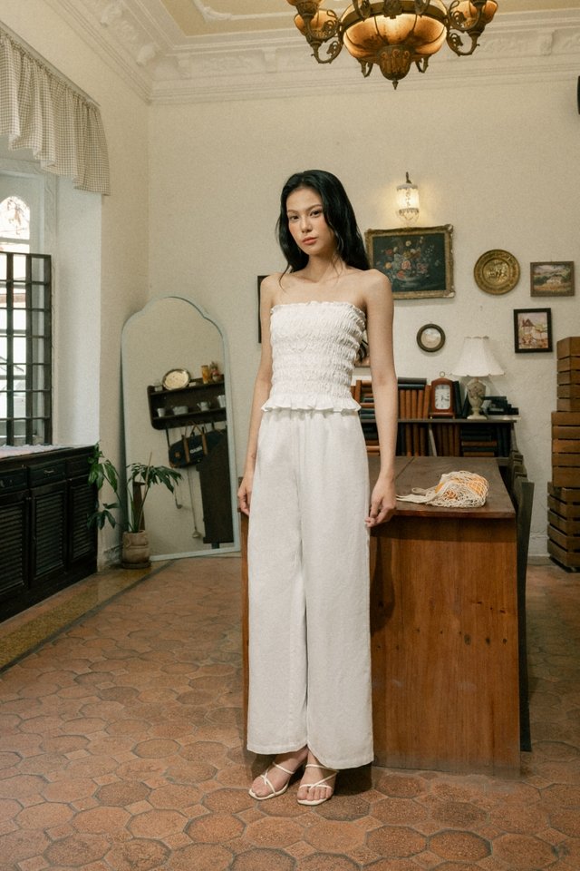 CLARA LINEN EASY STRAIGHT LEG PANTS - REGULAR (WHITE)