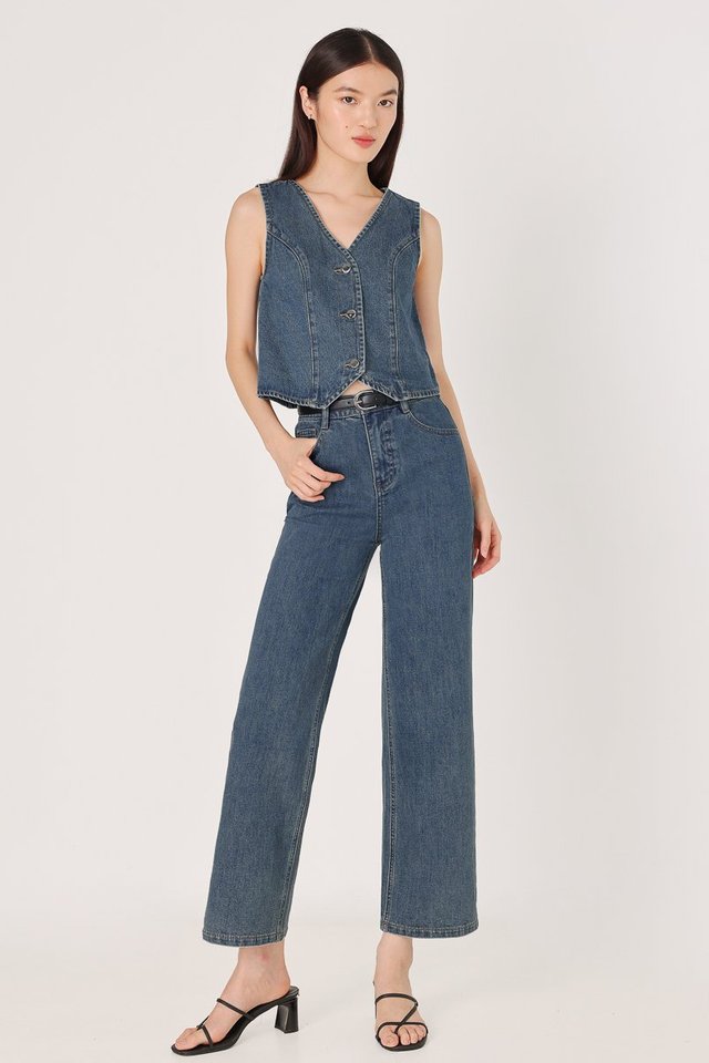 CAPTIVATE DENIM VEST JEANS SET