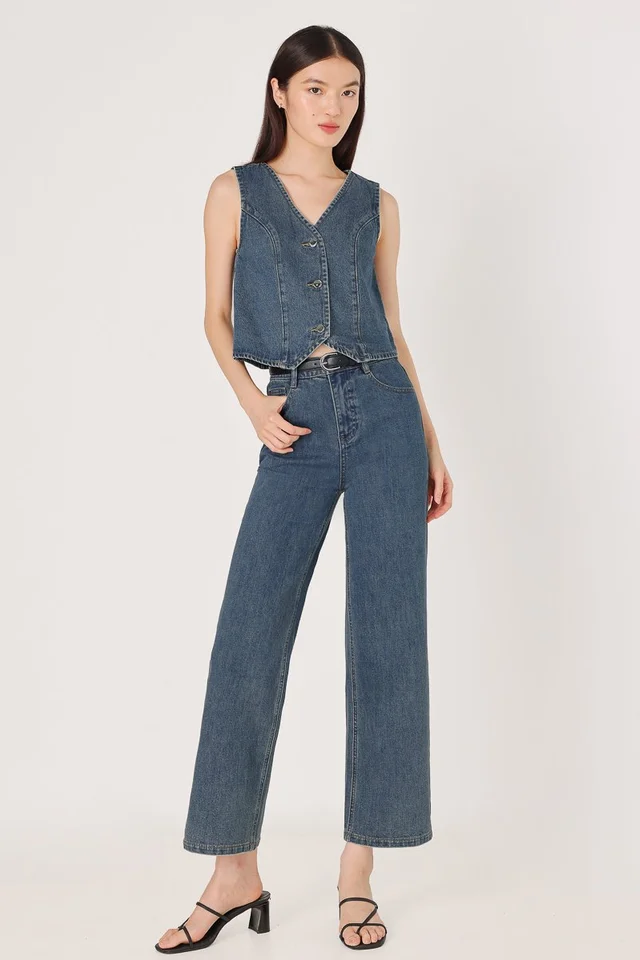 CAPTIVATE DENIM VEST JEANS SET