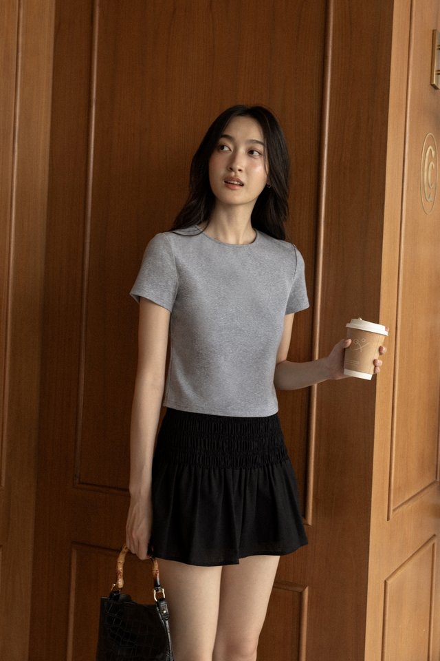 TASYA BASIC CREW NECK TEE (HEATHER GREY)