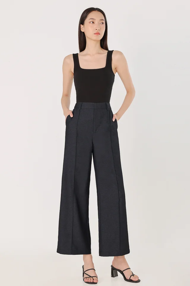 LONDYN PINTUCK STRAIGHT LEG PANTS - REGULAR (DENIM GREY)