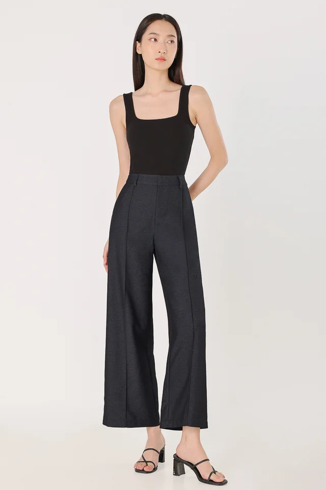 LONDYN PINTUCK STRAIGHT LEG PANTS - REGULAR (DENIM GREY)