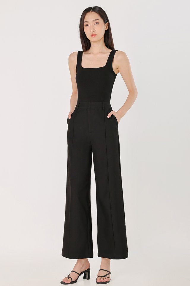 LONDYN PINTUCK STRAIGHT LEG PANTS - REGULAR (BLACK)