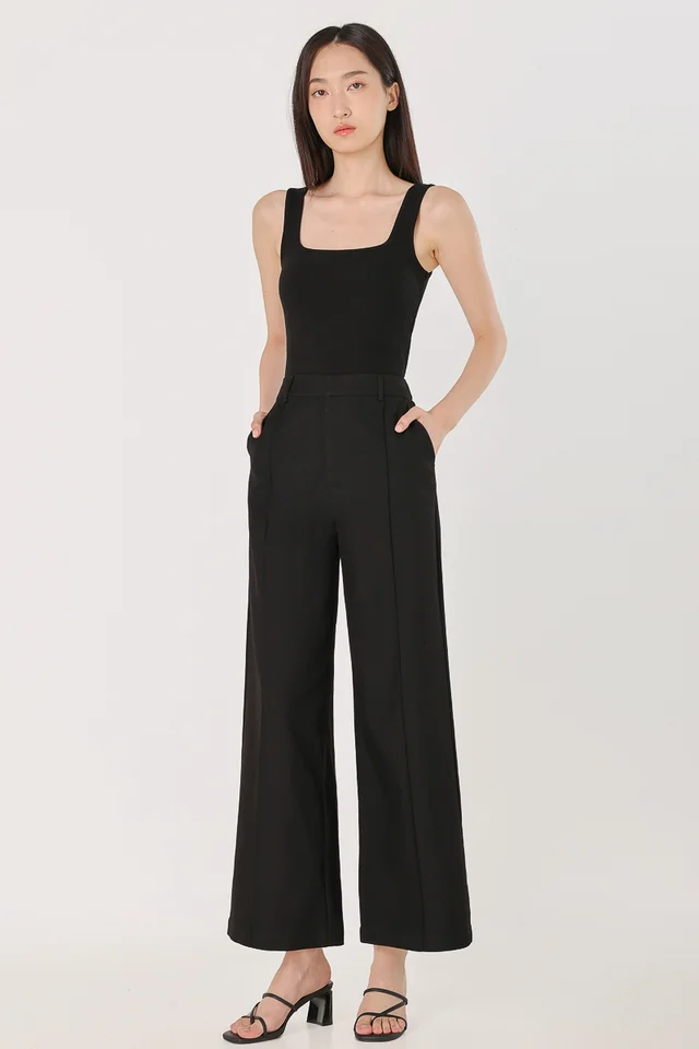 LONDYN PINTUCK STRAIGHT LEG PANTS - REGULAR (BLACK)
