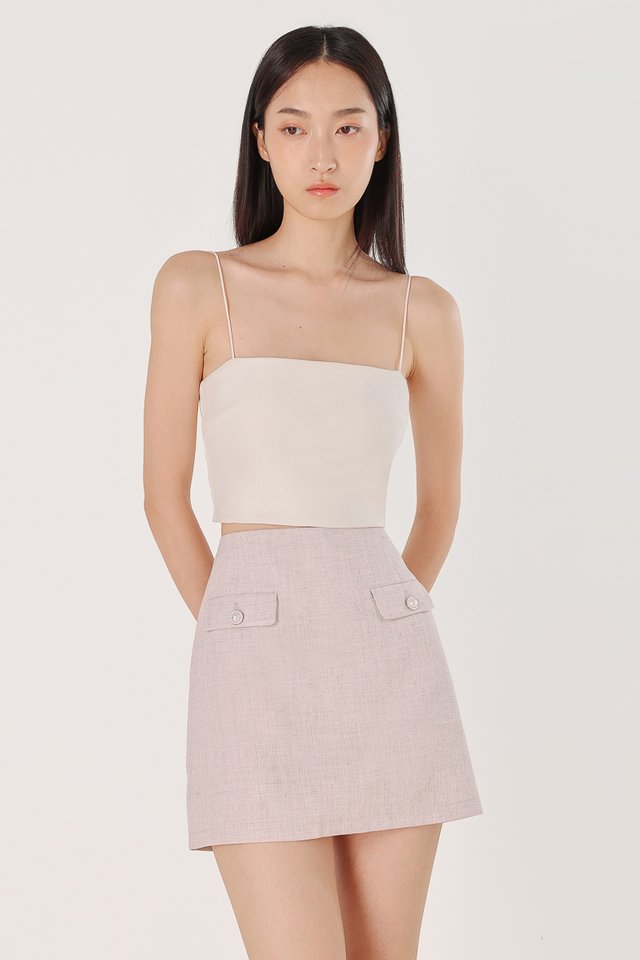 LARA TWEED VINTAGE BUTTON POCKET SKORTS (LILAC GREY)