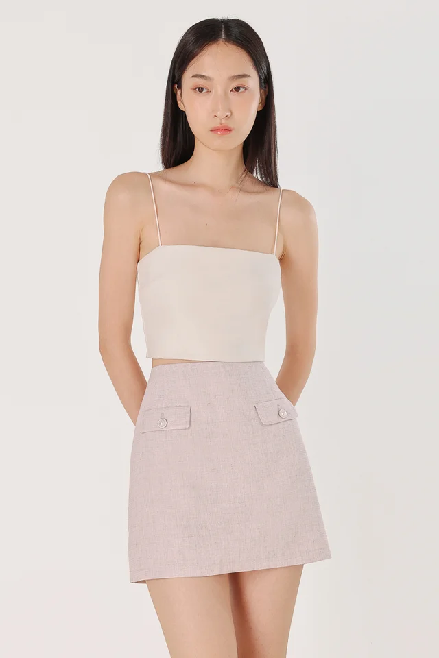 LARA TWEED VINTAGE BUTTON POCKET SKORTS (LILAC GREY)