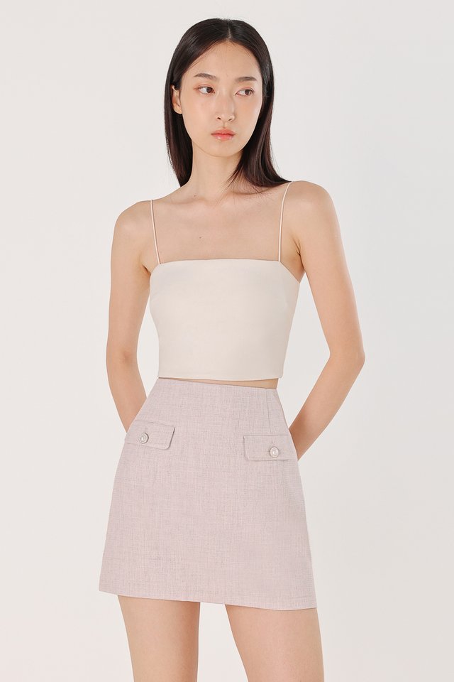 LARA TWEED VINTAGE BUTTON POCKET SKORTS (LILAC GREY)
