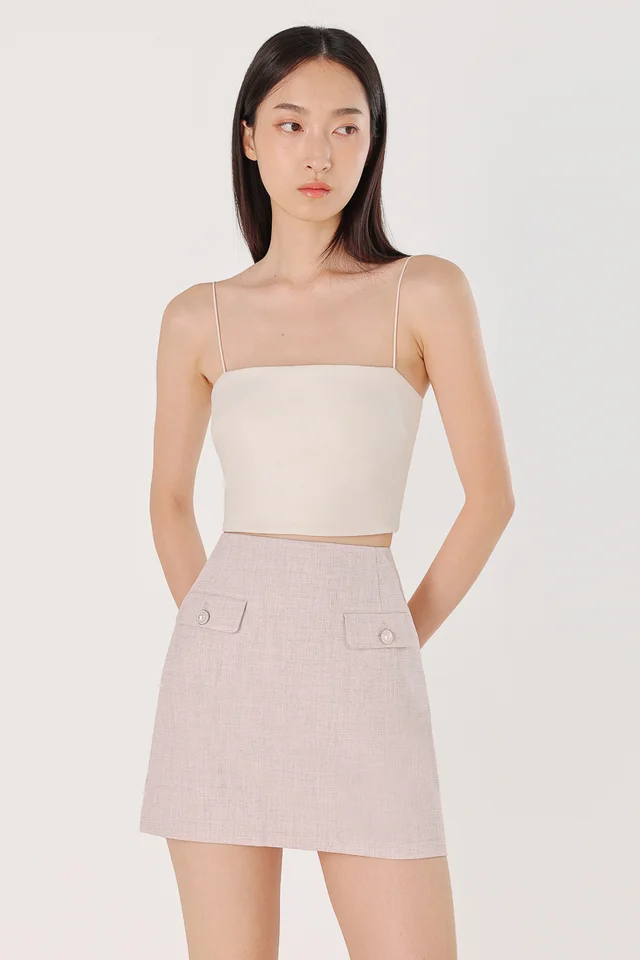 LARA TWEED VINTAGE BUTTON POCKET SKORTS (LILAC GREY)