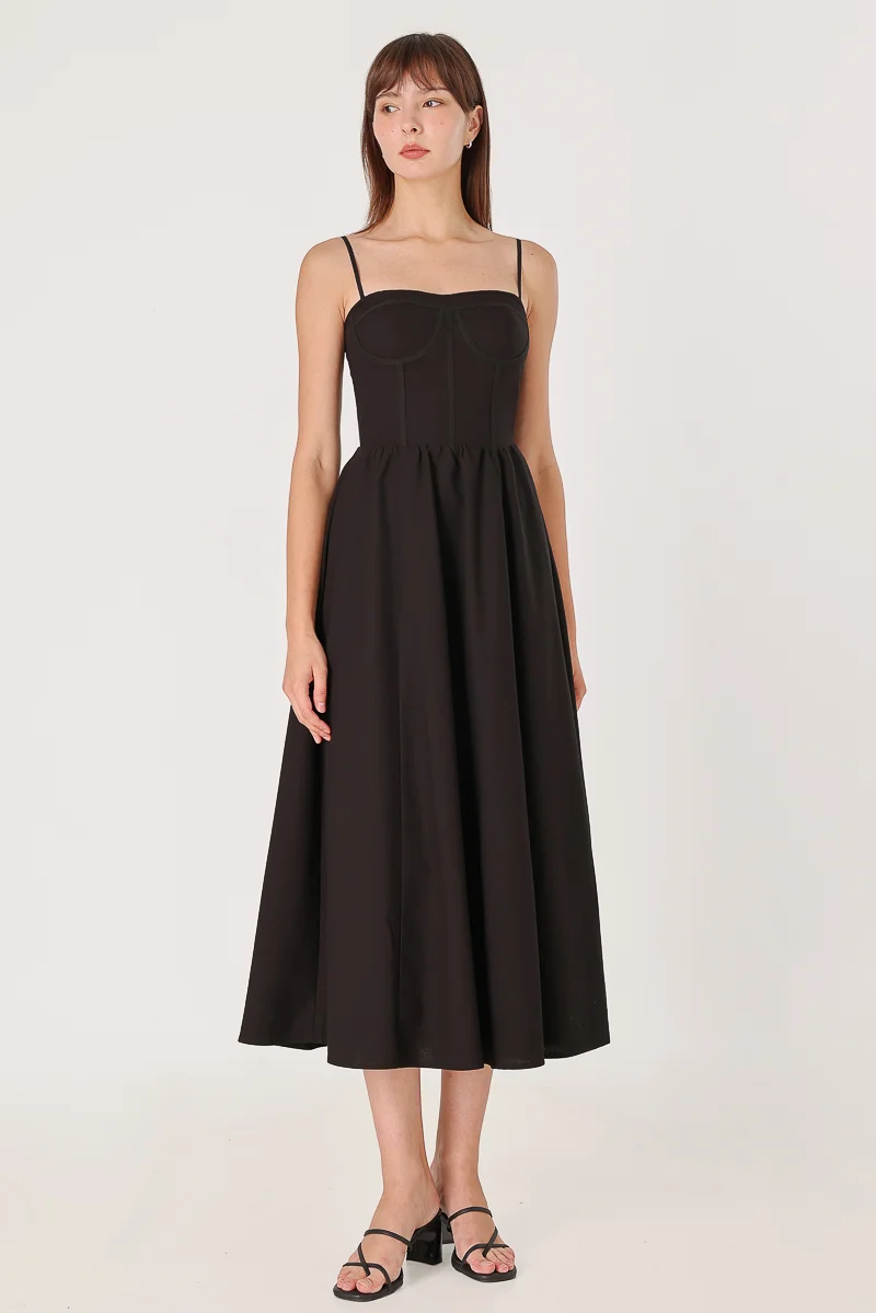 JADE PADDED PANELLED BUSTIER MIDAXI DRESS | Lovet