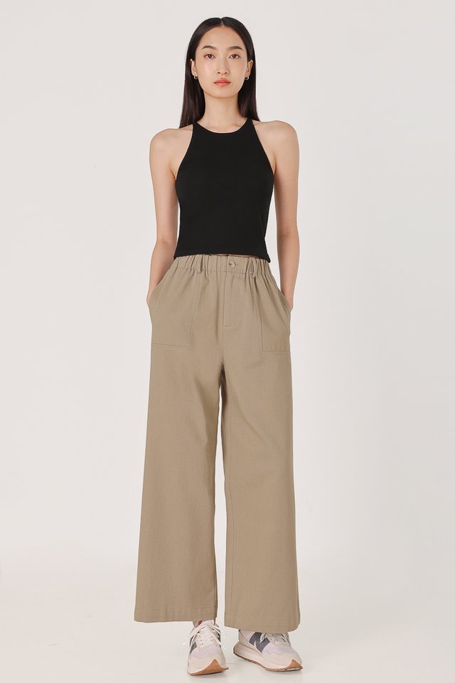 MARGO PULL ON POCKET PANTS - PETITE (TAUPE BROWN)