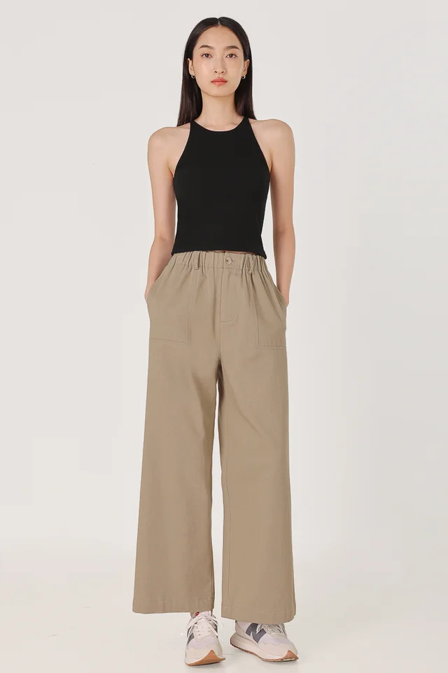 MARGO PULL ON POCKET PANTS - PETITE (TAUPE BROWN)