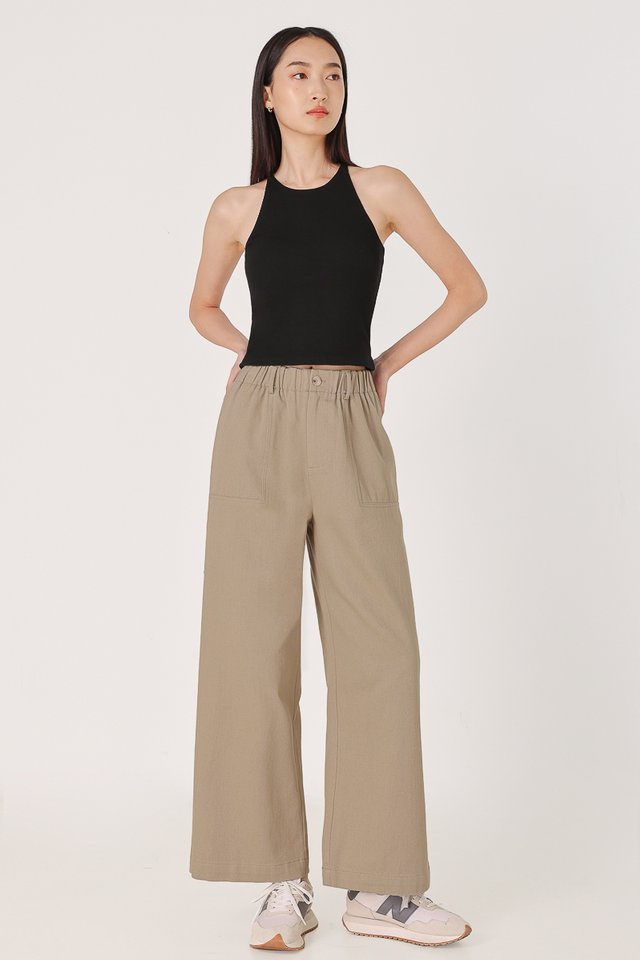 MARGO PULL ON POCKET PANTS - PETITE (TAUPE BROWN)