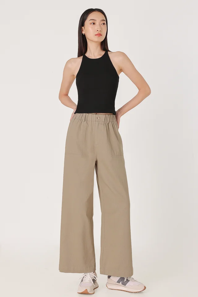 MARGO PULL ON POCKET PANTS - PETITE (TAUPE BROWN)