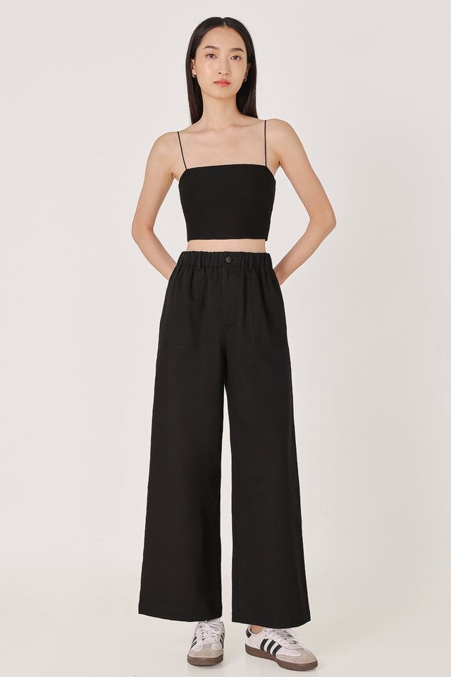MARGO PULL ON POCKET PANTS - PETITE (BLACK)