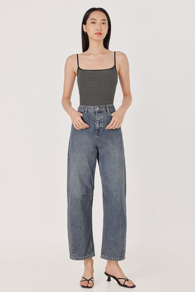EXEMPTION DENIM BARREL JEANS - PETITE (DARK WASHED)