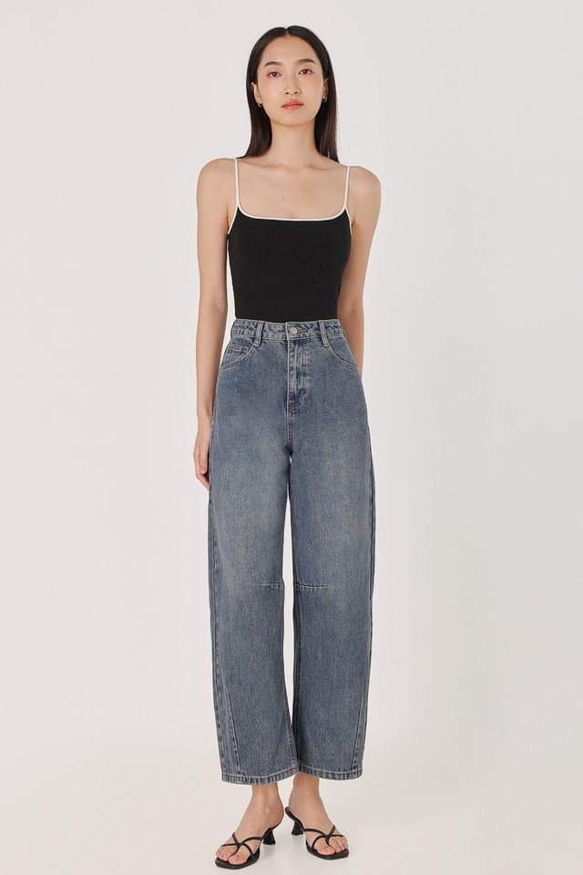 EXEMPTION DENIM BARREL JEANS - PETITE (DARK WASHED)