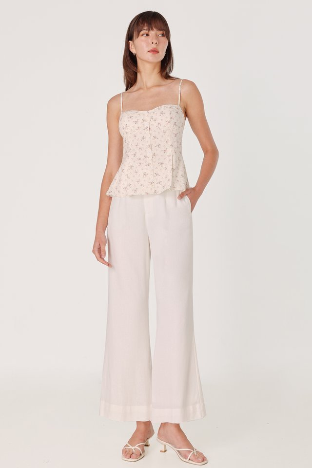CALDA LINEN THICK HEM FLARE PANTS - REGULAR (WHITE)