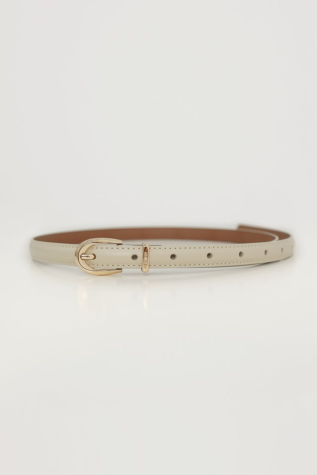 MARLEY FAUX LEATHER SLIM BUCKLE BELT (TAUPE)